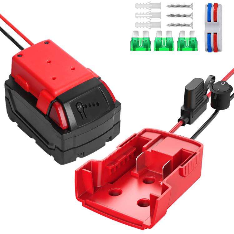 For Milwaukee 18V Lithium Battery DIY With Cable Adapter External Power Adapter Connector, Specif...