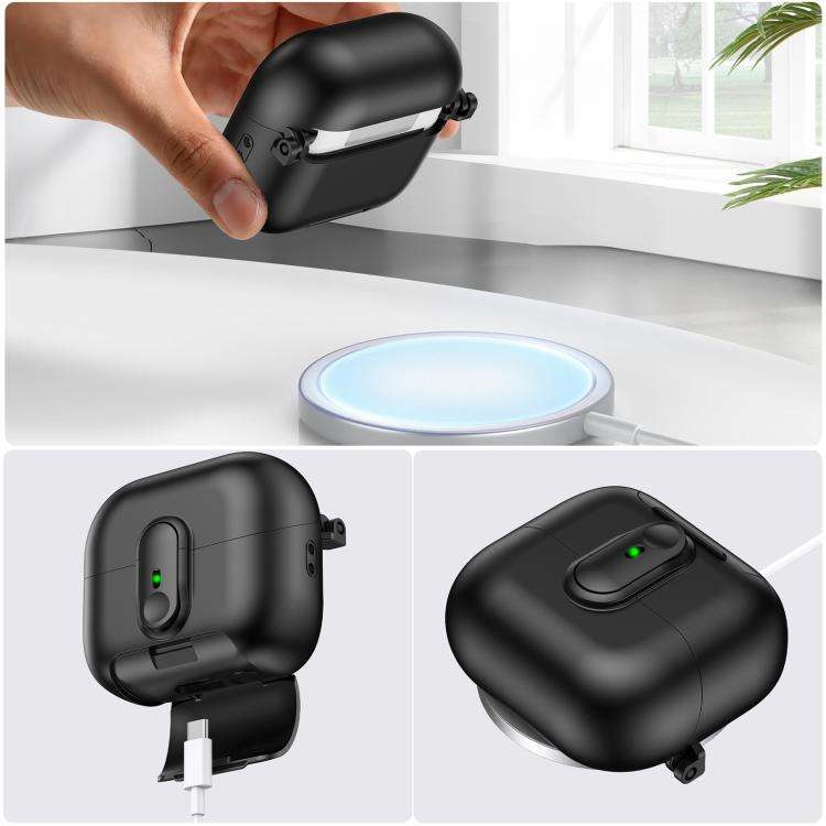 For Samsung Galaxy Buds3 / Buds3 Pro One-piece Holder Wireless Earphones Case with Lanyard(Black ...