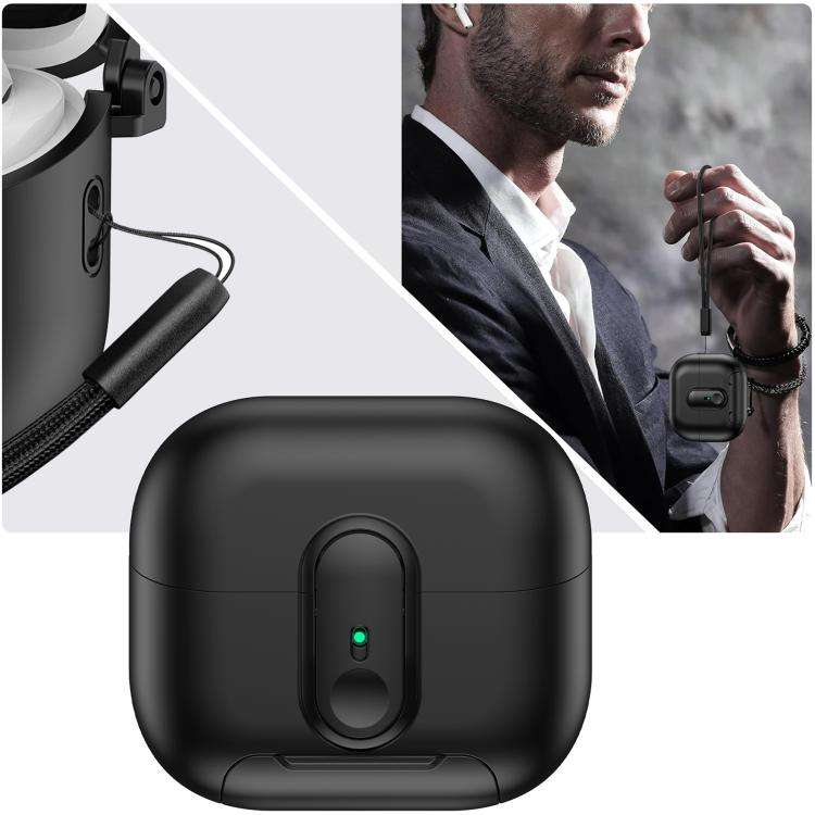 For Samsung Galaxy Buds3 / Buds3 Pro One-piece Holder Wireless Earphones Case with Lanyard(Black ...