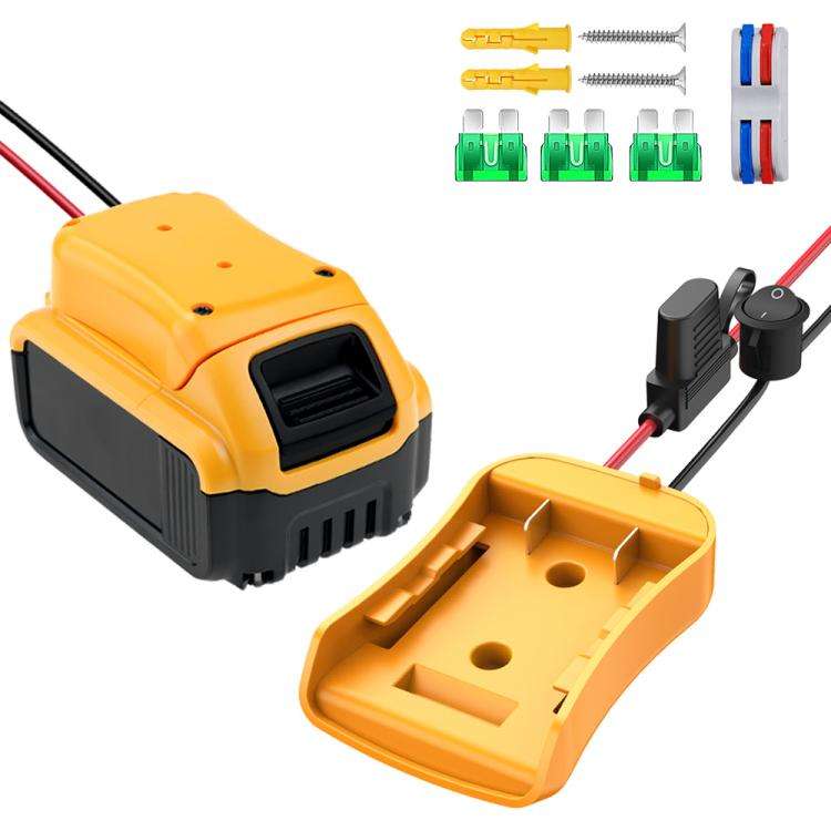 For DeWALT DCB Series 18V / 20V Lithium Battery DIY With Cable Adapter External Power Adapter Con...