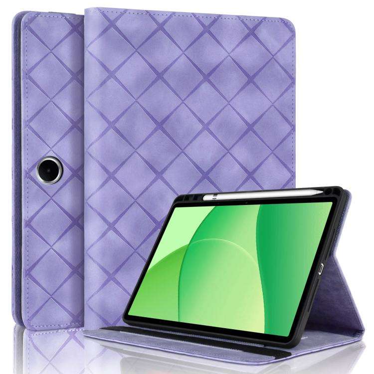 For OPPO Pad SE 11 Rhombus Embossing Leather Tablet Case(Purple)