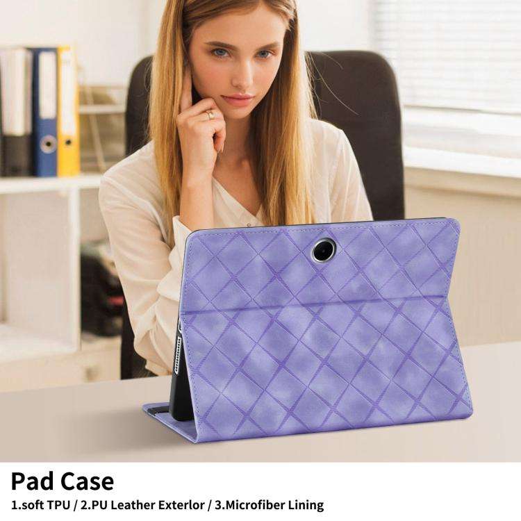 For OPPO Pad SE 11 Rhombus Embossing Leather Tablet Case(Purple)