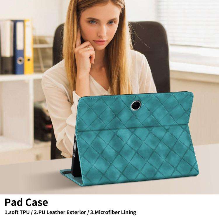 For OPPO Pad SE 11 Rhombus Embossing Leather Tablet Case(Green)