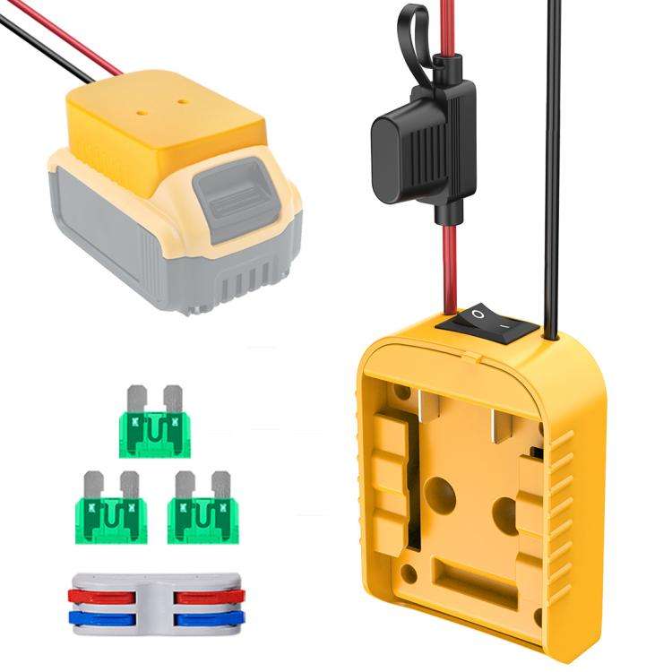 For DeWALT DCB Series 18V / 20V Lithium Battery DIY With Cable And Switch Adapter External Power ...