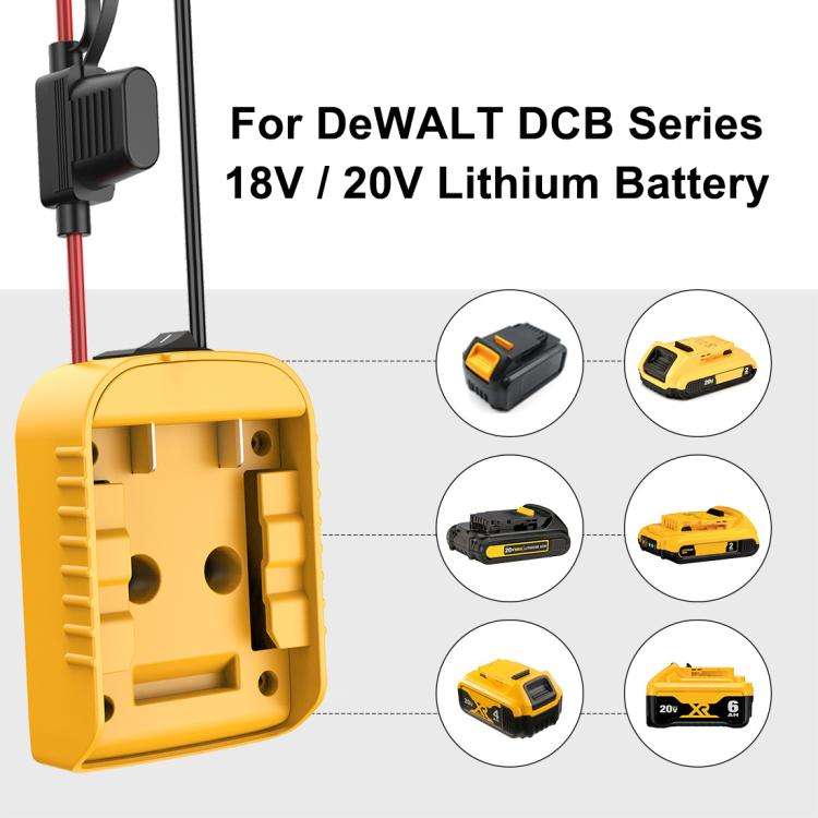For DeWALT DCB Series 18V / 20V Lithium Battery DIY With Cable And Switch Adapter External Power ...
