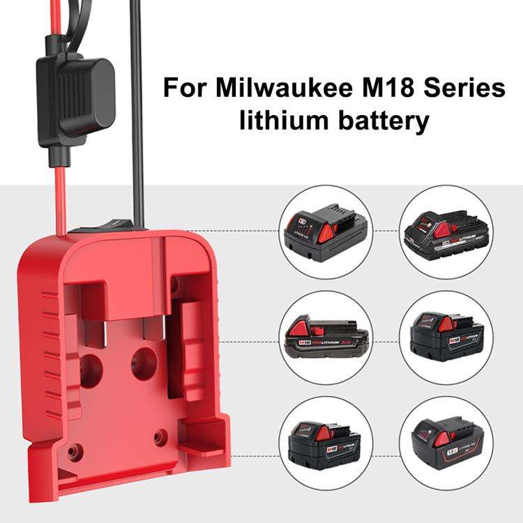 For Milwaukee 18V Lithium Battery DIY With Cable And Switch Adapter External Power Adapter Connec...