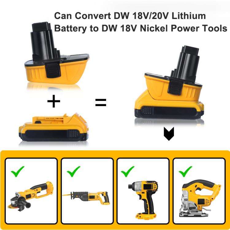 DCA1820 Battery Adapter Converter With USB-A Port for DeWALT Electric Saw Tools(Yellow Black)