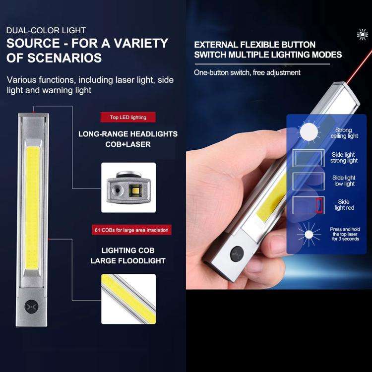 DXC-512 Multifunctional Pen Lamp Work Flashlight with Red Laser Light(Silver)