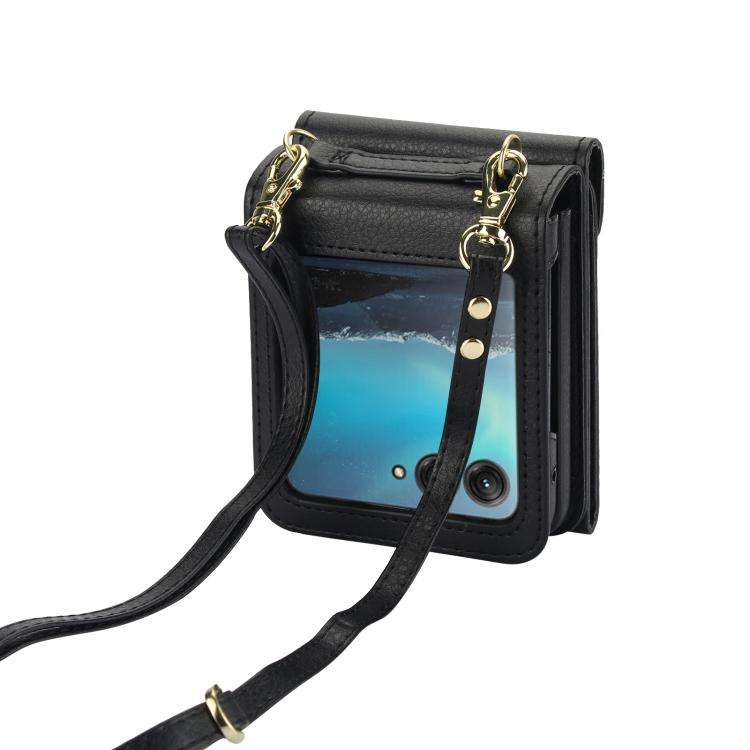For Motorola Razr 40 Ultra Ring Holder RFID Card Slot Phone Case(Black)