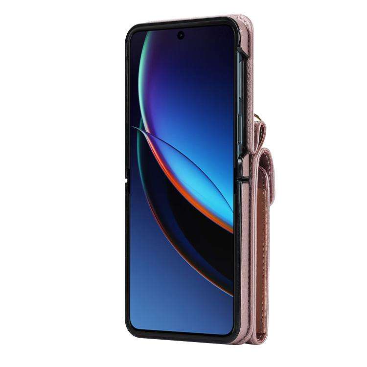 For Motorola Razr 40 Ultra Ring Holder RFID Card Slot Phone Case(Rose Gold)