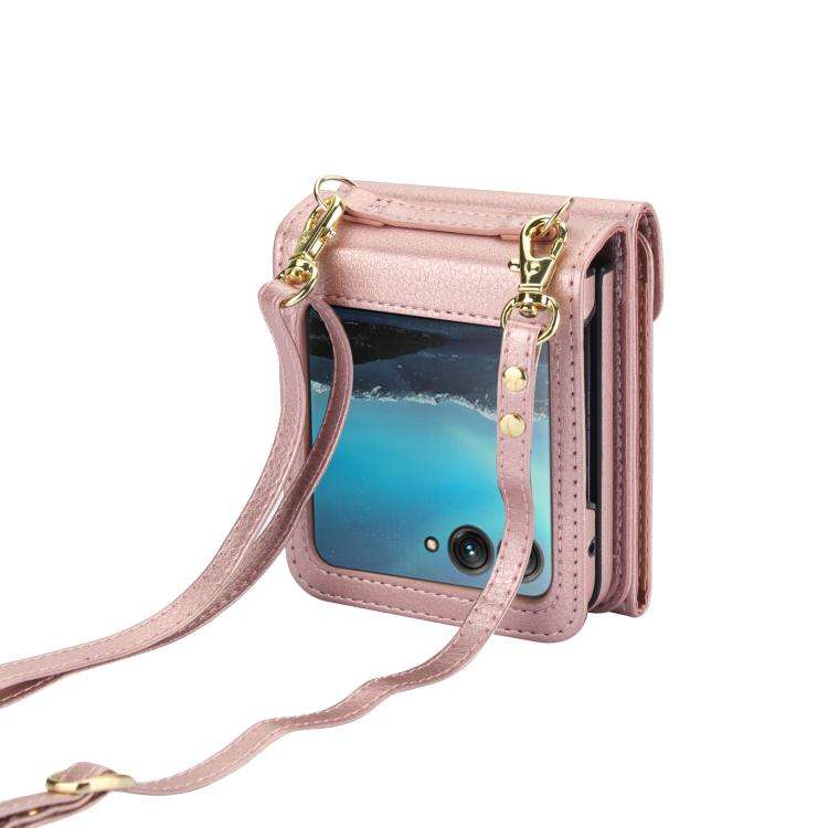 For Motorola Razr 40 Ultra Ring Holder RFID Card Slot Phone Case(Rose Gold)