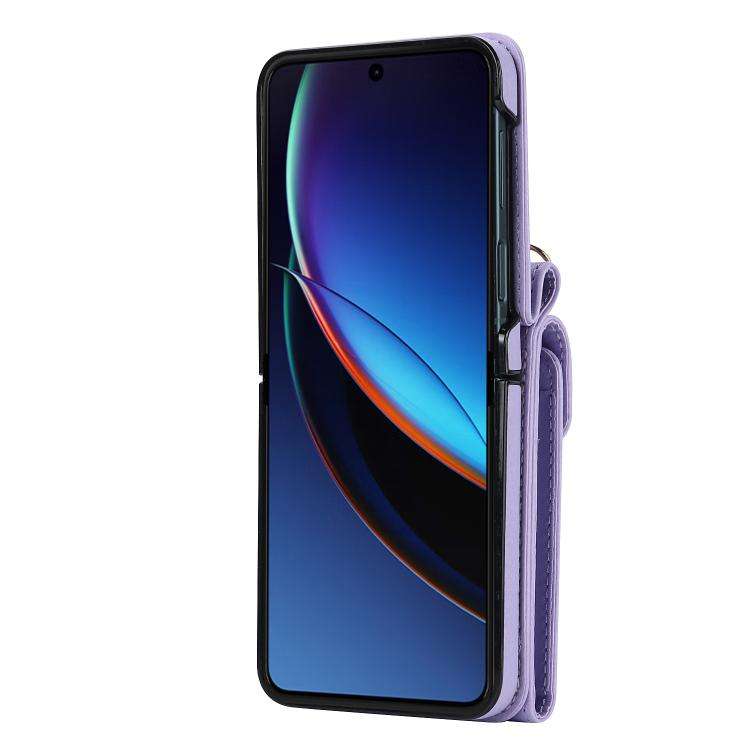For Motorola Razr 60 Ultra Ring Holder RFID Card Slot Phone Case(Purple)