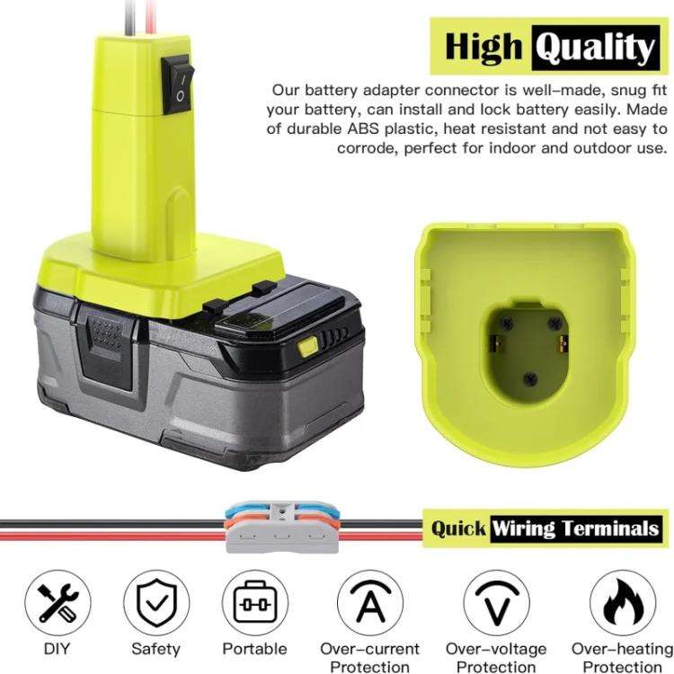 Power Wheel Battery DIY Adapter for RYOBI 18V Battery 12 AWG Wire Converter Kit, with Switch and ...