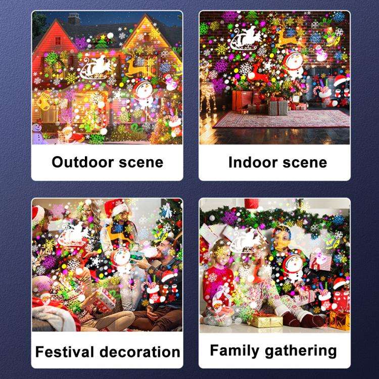 Christmas Projection Lamp Film Pattern Holiday Atmosphere Light(Black)