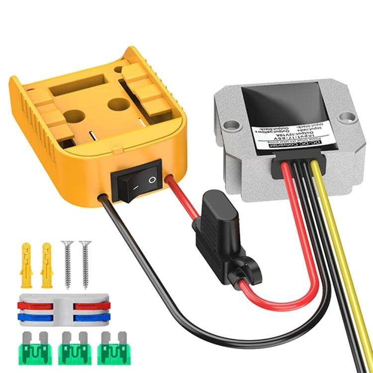 For DeWalt 20V Lithium Battery Switch Button Adapter Converter and 12V / 20A Voltage Regulator Ki...