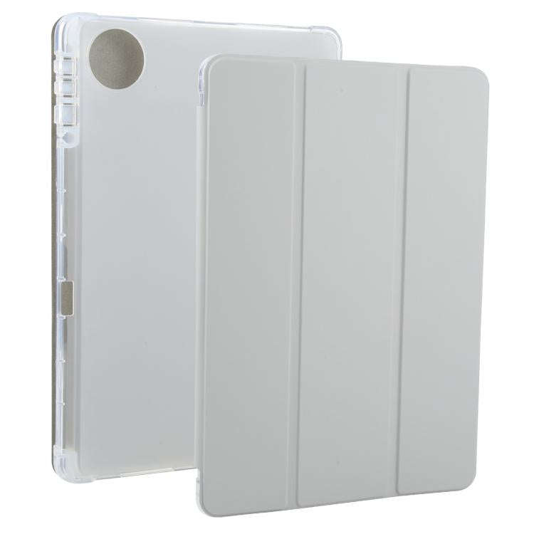For Honor Pad 10 12.1 3-fold Clear TPU Smart Leather Tablet Case with Pen Slot(Space Gray)