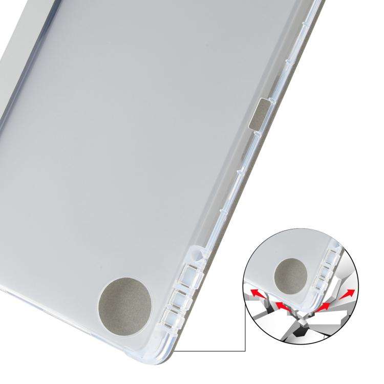 For Honor Pad 10 12.1 3-fold Clear TPU Smart Leather Tablet Case with Pen Slot(Space Gray)