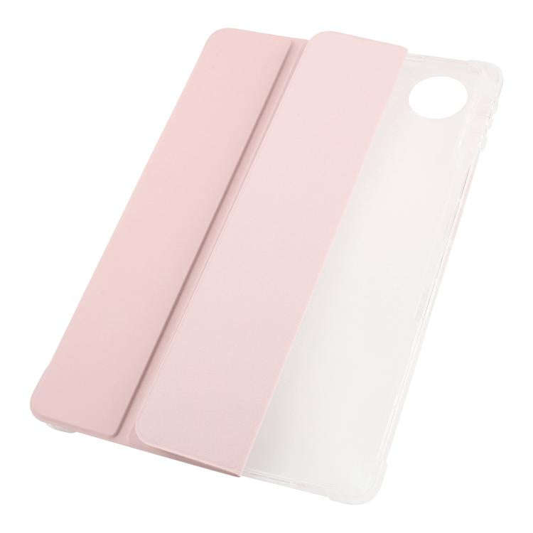 For Honor Pad 10 12.1 3-fold Clear TPU Smart Leather Tablet Case with Pen Slot(Sand Pink)