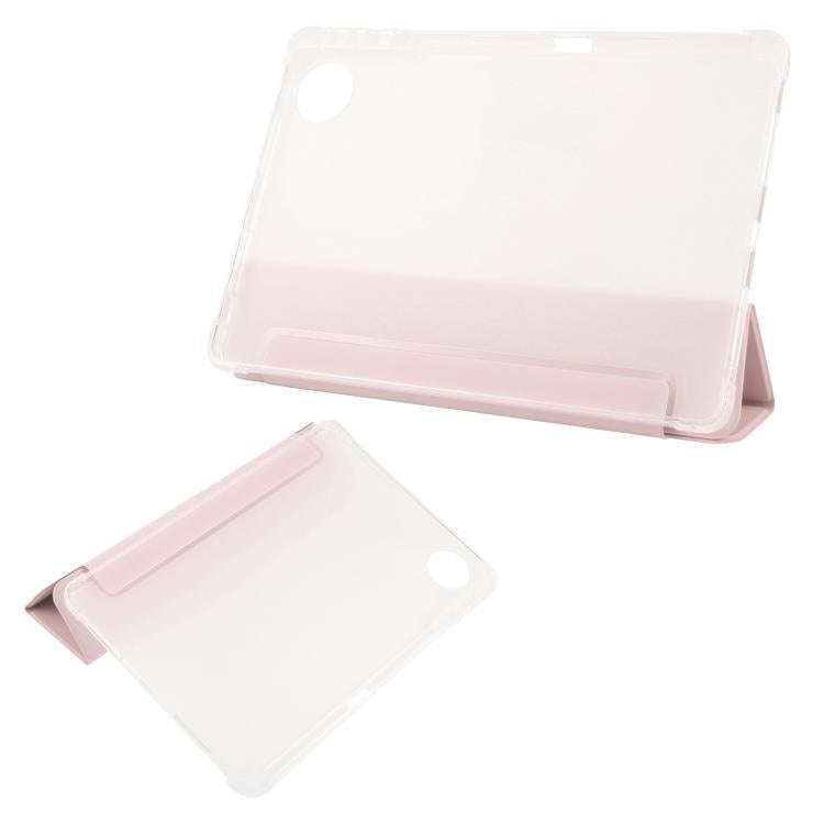 For Honor Pad 10 12.1 3-fold Clear TPU Smart Leather Tablet Case with Pen Slot(Sand Pink)