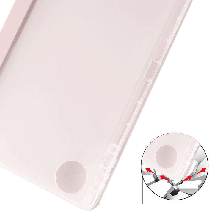 For Honor Pad 10 12.1 3-fold Clear TPU Smart Leather Tablet Case with Pen Slot(Sand Pink)