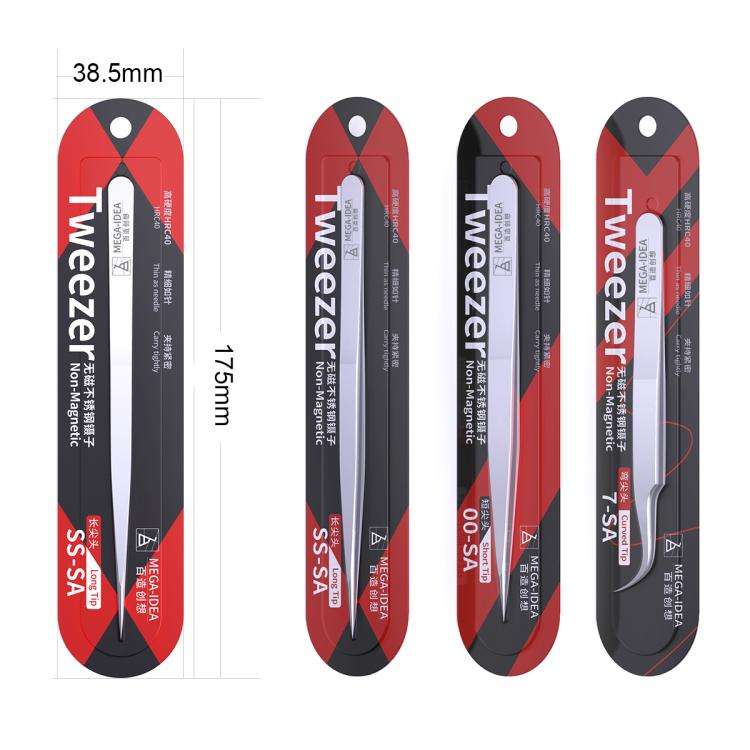 MEGA-IEDA High Hard Non-magnetic Stainless Steel Repair Tweezers, Model:Curved Tip