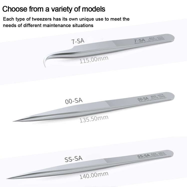 MEGA-IEDA High Hard Non-magnetic Stainless Steel Repair Tweezers, Model:Short Tip