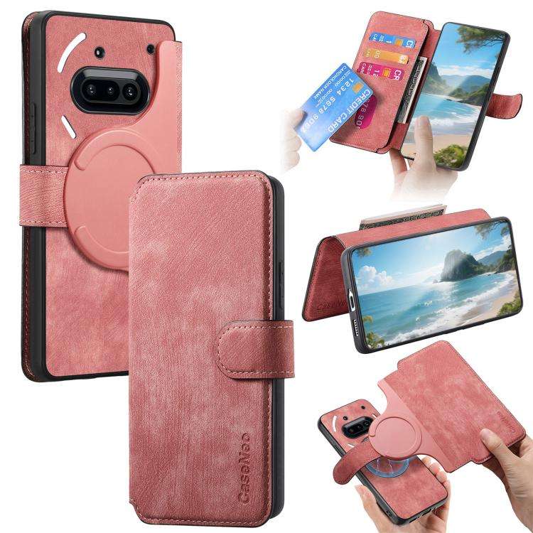 For Nothing CMF Phone 3a CaseNeo MagSafe RFID Anti-theft Retro Leather Phone Case(Pink)