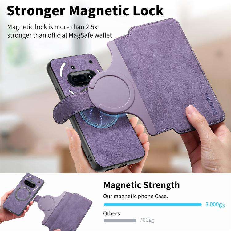 For Nothing CMF Phone 3a CaseNeo MagSafe RFID Anti-theft Retro Leather Phone Case(Purple)