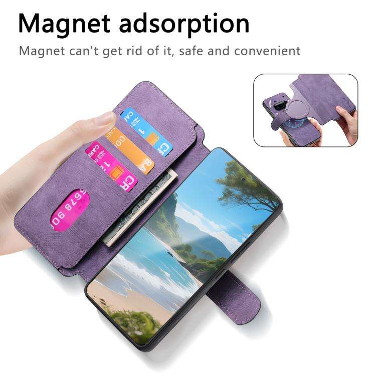 For Nothing CMF Phone 3a CaseNeo MagSafe RFID Anti-theft Retro Leather Phone Case(Purple)
