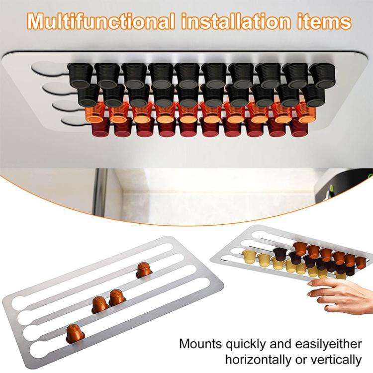 Coffee Capsule Holder For Hotel Kitchen Restaurant Wall-mounted Storage Rack(Brushed Metal)