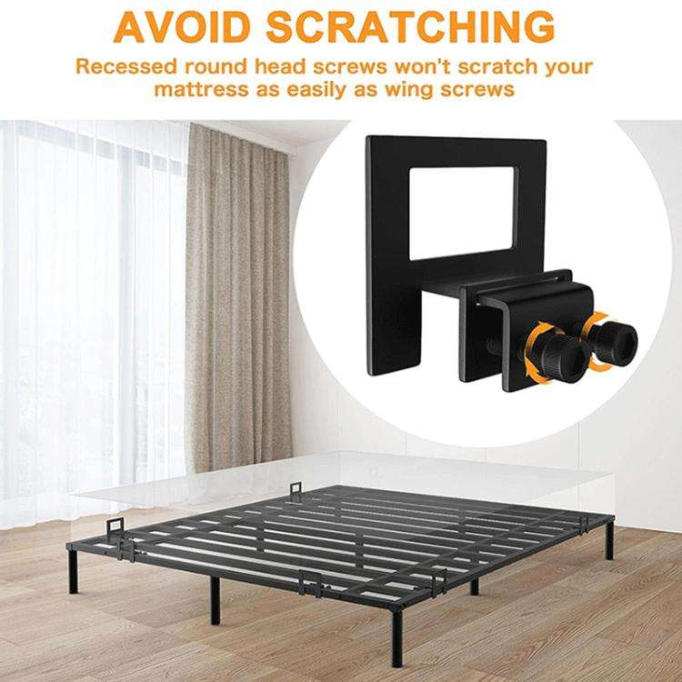 6pcs / Set Anti-slip Mattress Baffles For Metal Bed Frame Fasteners Slide Limiter(Black)