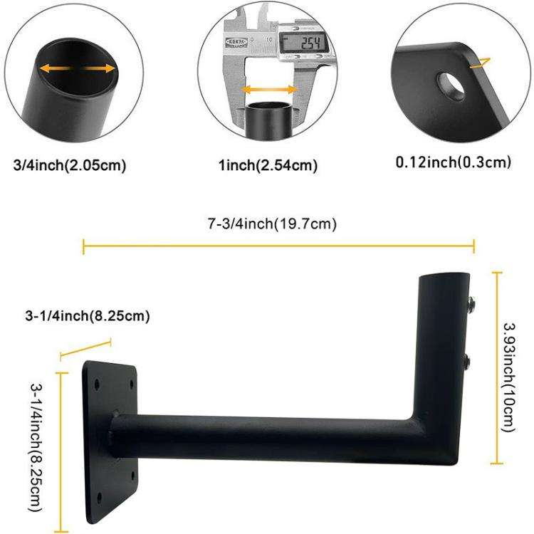Eaves Weather Vane L-shaped Bracket Outdoor TV Antenna Mounting Stand(Black)