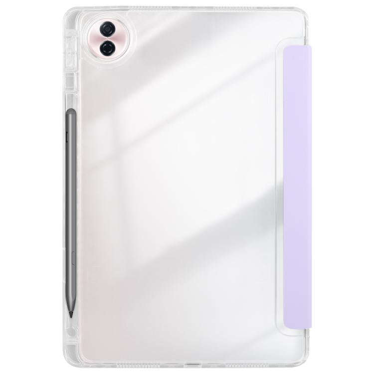 For Honor Pad 10 12.1 3-Fold Clear Acrylic Leather Tablet Case(Taro Purple)