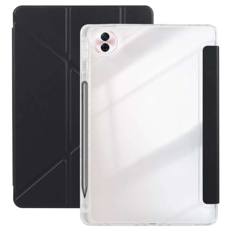 For Honor Pad 10 12.1 3-Fold Clear Acrylic Leather Tablet Case(Black)