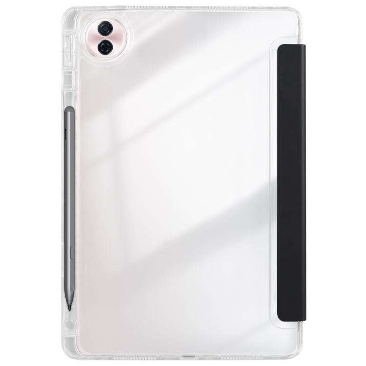 For Honor Pad 10 12.1 3-Fold Clear Acrylic Leather Tablet Case(Black)