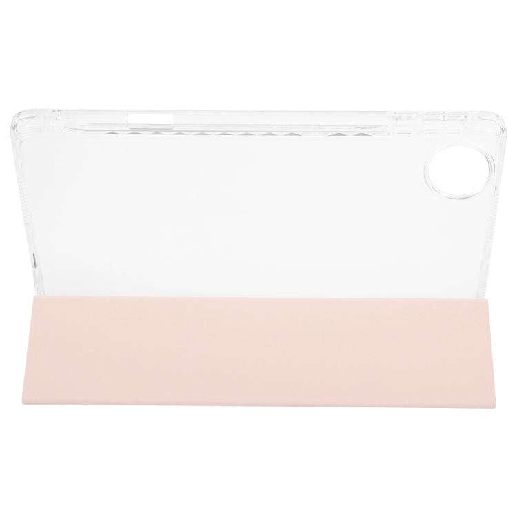 For Honor Pad 10 12.1 3-Fold Clear Acrylic Leather Tablet Case(Pink)