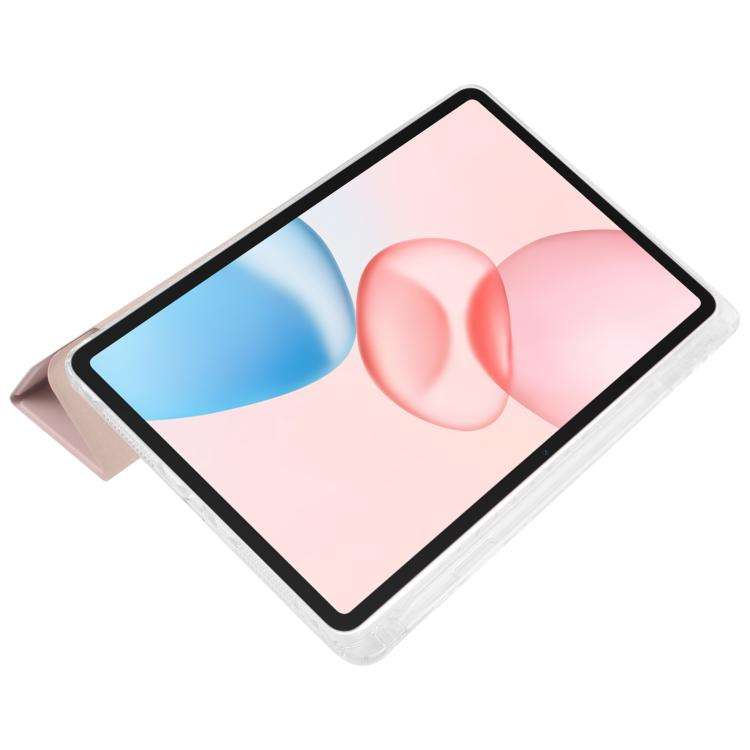 For Honor Pad 10 12.1 3-Fold Clear Acrylic Leather Tablet Case(Pink)