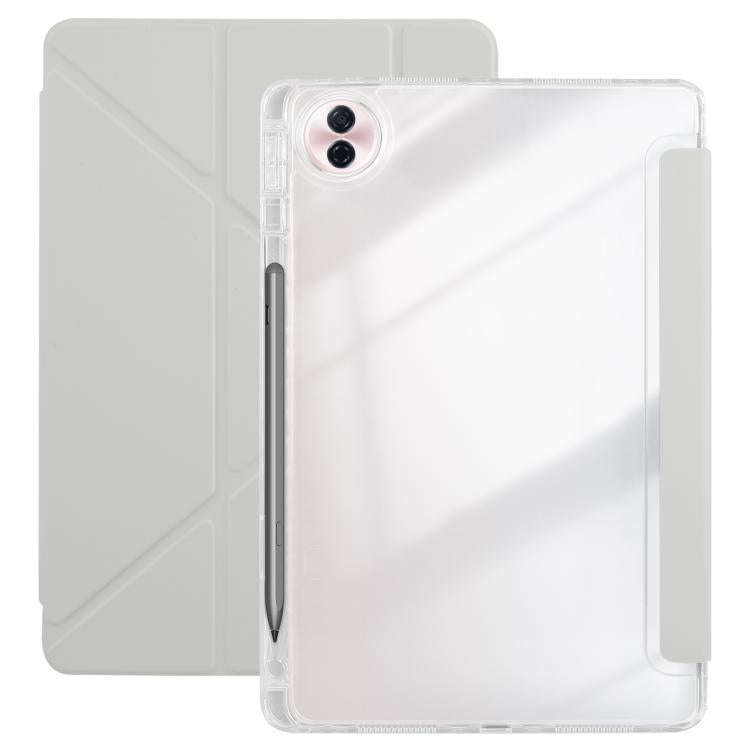 For Honor Pad 10 12.1 3-Fold Clear Acrylic Leather Tablet Case(Grey)