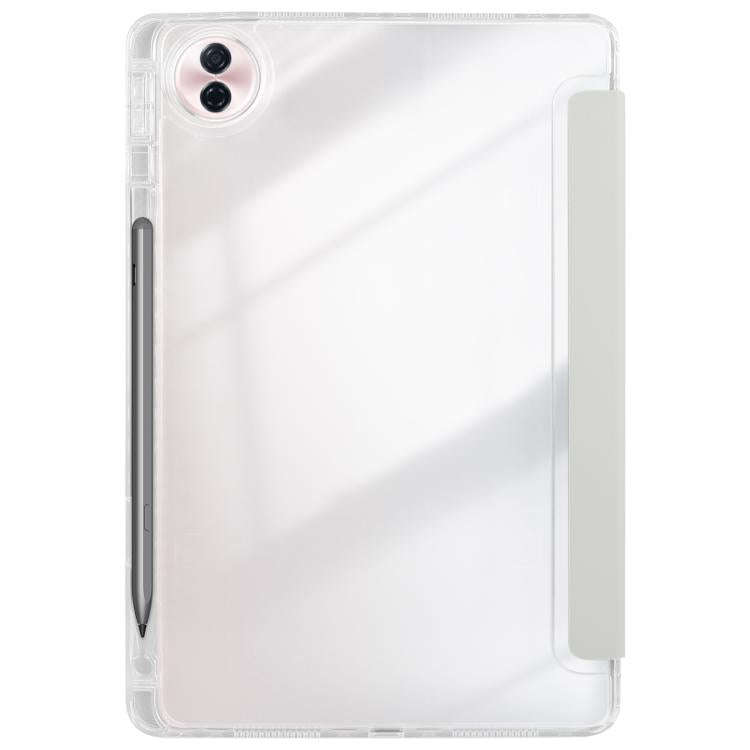 For Honor Pad 10 12.1 3-Fold Clear Acrylic Leather Tablet Case(Grey)