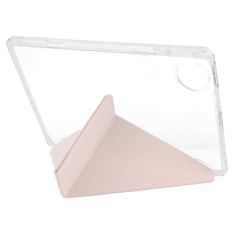 For Honor Pad 10 12.1 Clear Acrylic Deformation Leather Tablet Case(Pink)