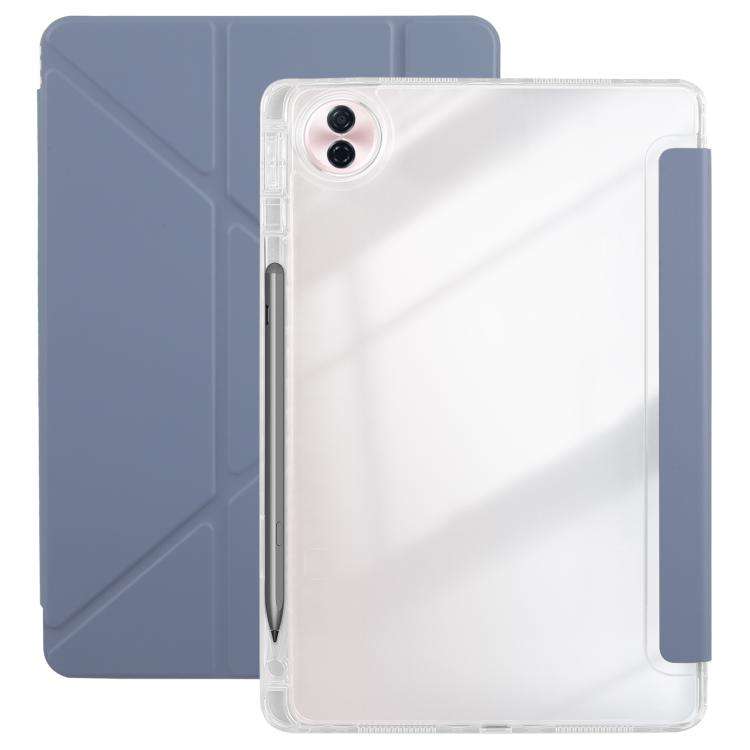 For Honor Pad 10 12.1 Clear Acrylic Deformation Leather Tablet Case(Lavender Purple)