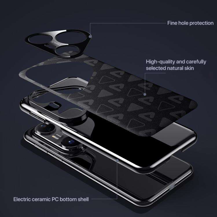 For Huawei Pura 80 5G Pinewood II Series Plain Leather PC Phone Case(Black)
