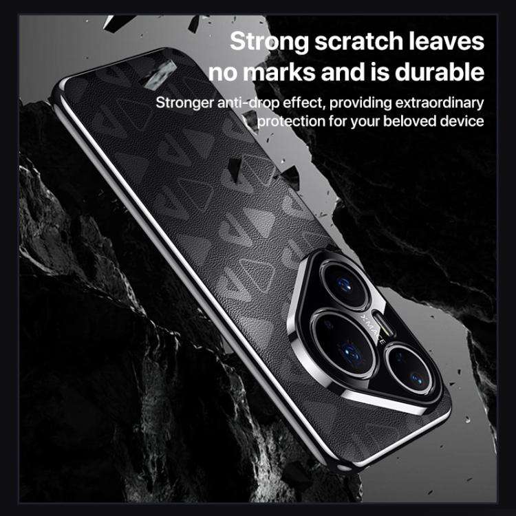 For Huawei Pura 80 5G Pinewood II Series Plain Leather PC Phone Case(Black)