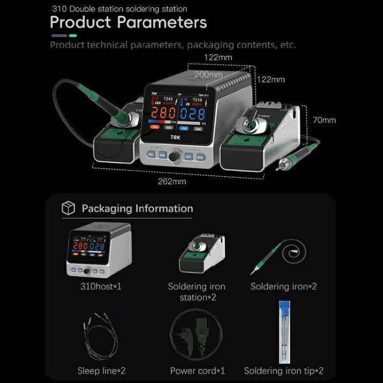 TBK 310 Intelligent Double-station Soldering Station, Plug:EU Plug