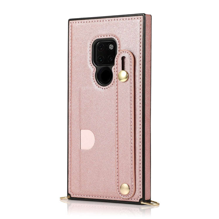 For Huawei Mate 20 Wrist Strap PU+TPU Shockproof Protective Case with Crossbody Lanyard & Holder ...