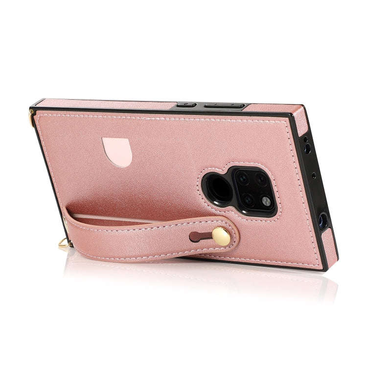 For Huawei Mate 20 Wrist Strap PU+TPU Shockproof Protective Case with Crossbody Lanyard & Holder ...
