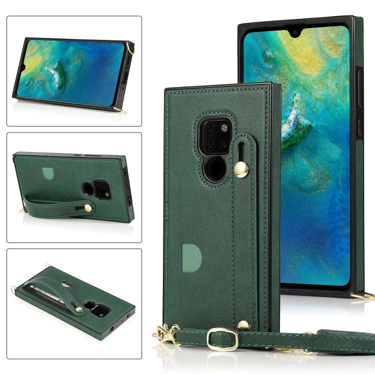 For Huawei Mate 20 Wrist Strap PU+TPU Shockproof Protective Case with Crossbody Lanyard & Holder ...