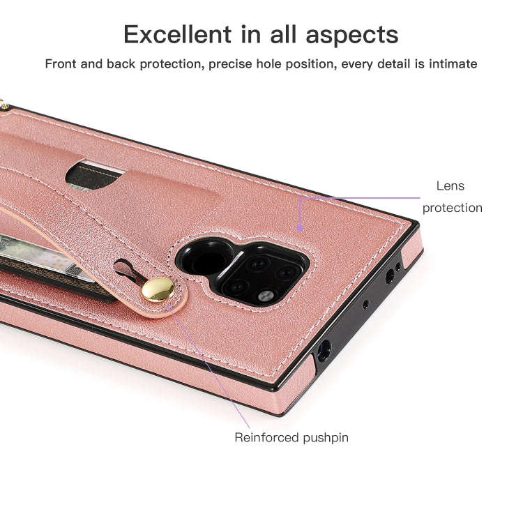 For Huawei Mate 20 Wrist Strap PU+TPU Shockproof Protective Case with Crossbody Lanyard & Holder ...