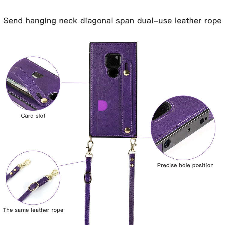 For Huawei Mate 20 Wrist Strap PU+TPU Shockproof Protective Case with Crossbody Lanyard & Holder ...