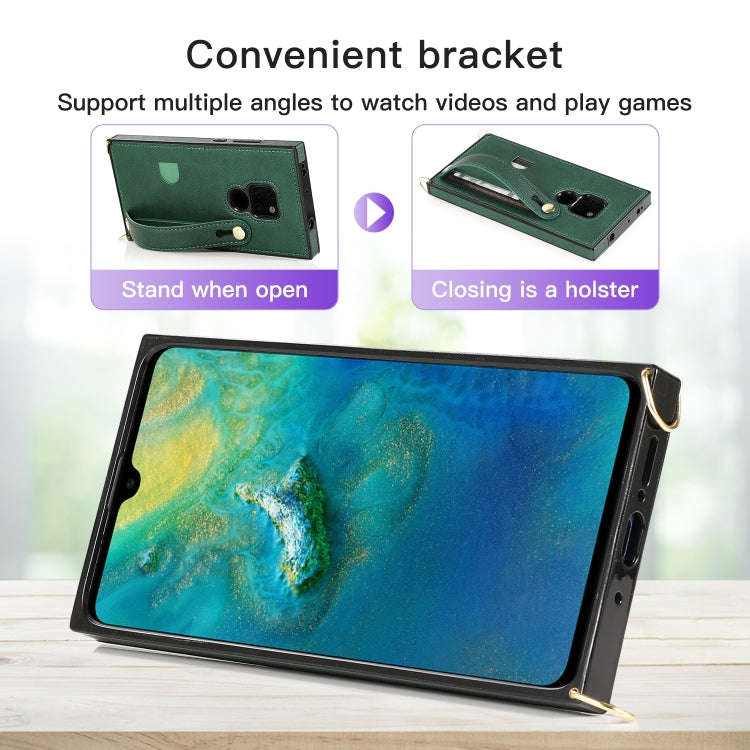For Huawei Mate 20 Wrist Strap PU+TPU Shockproof Protective Case with Crossbody Lanyard & Holder ...